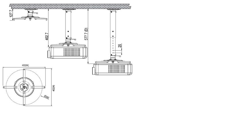 AMER MOUNTS Amer Universal Projector Mount Kit Large Format Ceiling Projectors incl Adjustable Pole - Image 3